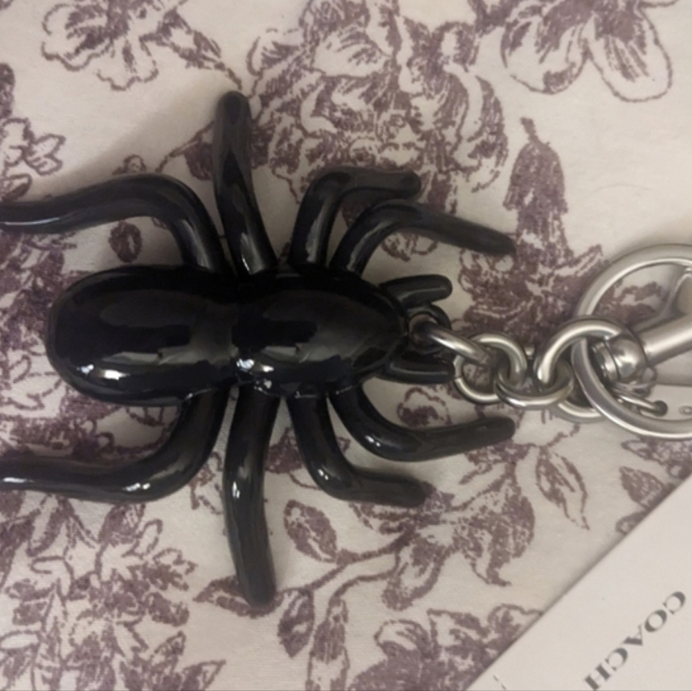 Coach Bag Charm Light Black Enameled Spider with Silver-Toned Hardware - Picture 6 of 12